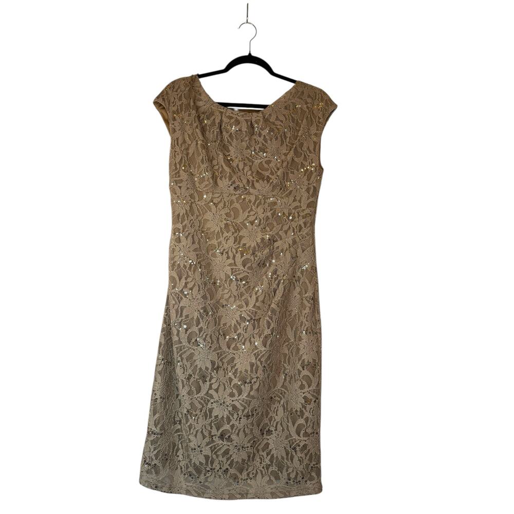 Taupe Lace Mother of the Bride Dress - Size 8 - Picture 2 of 15
